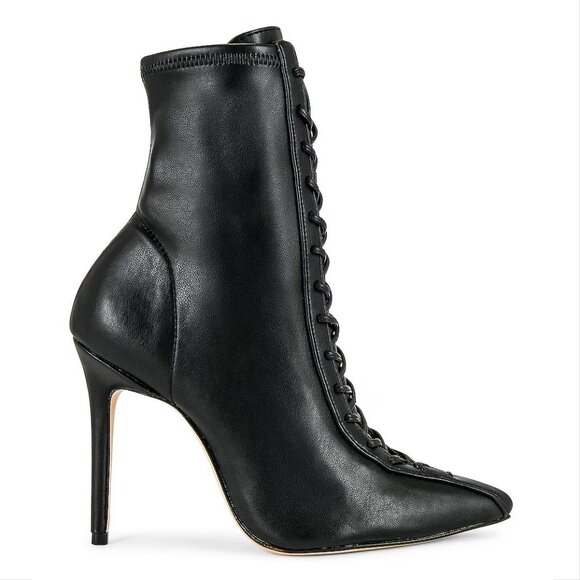 SCHUTZ Tennie Lace Up High Heel Pointed Toe Boots Bootie Size 5.5 Black NEW $188 - Picture 6 of 16
